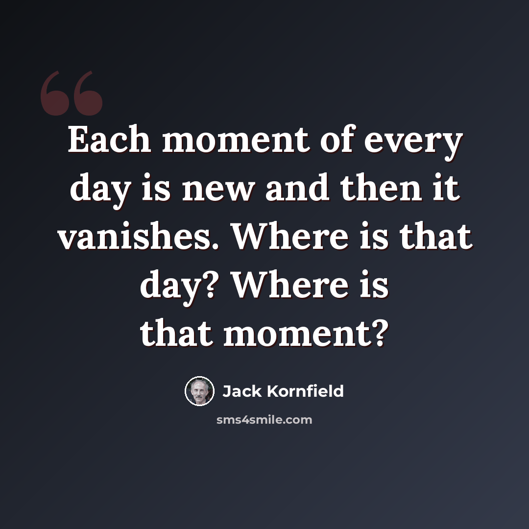 “Each moment of every day is new and then it vanishes. Where is that day? Where is that moment?” quote by Jack Kornfield