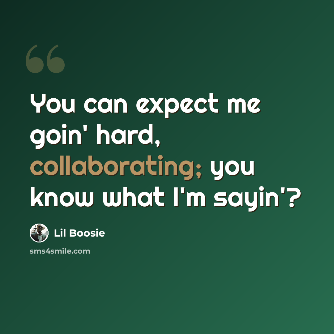 “You can expect me goin' hard, collaborating; you know what I'm sayin'?” quote by Lil Boosie