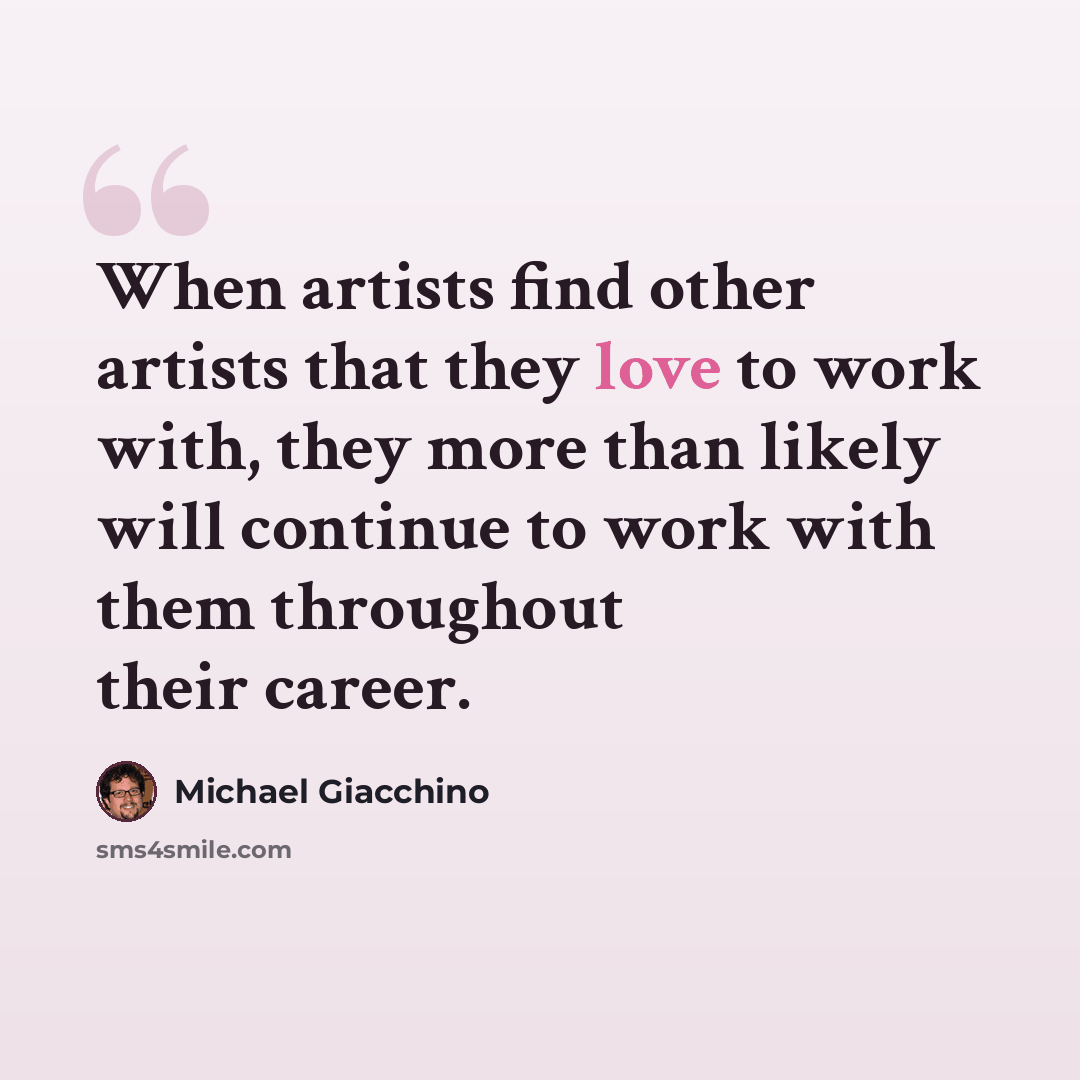 “When artists find other artists that they love to work with, they more than likely will continue to work with them throughout their career.” quote by Michael Giacchino