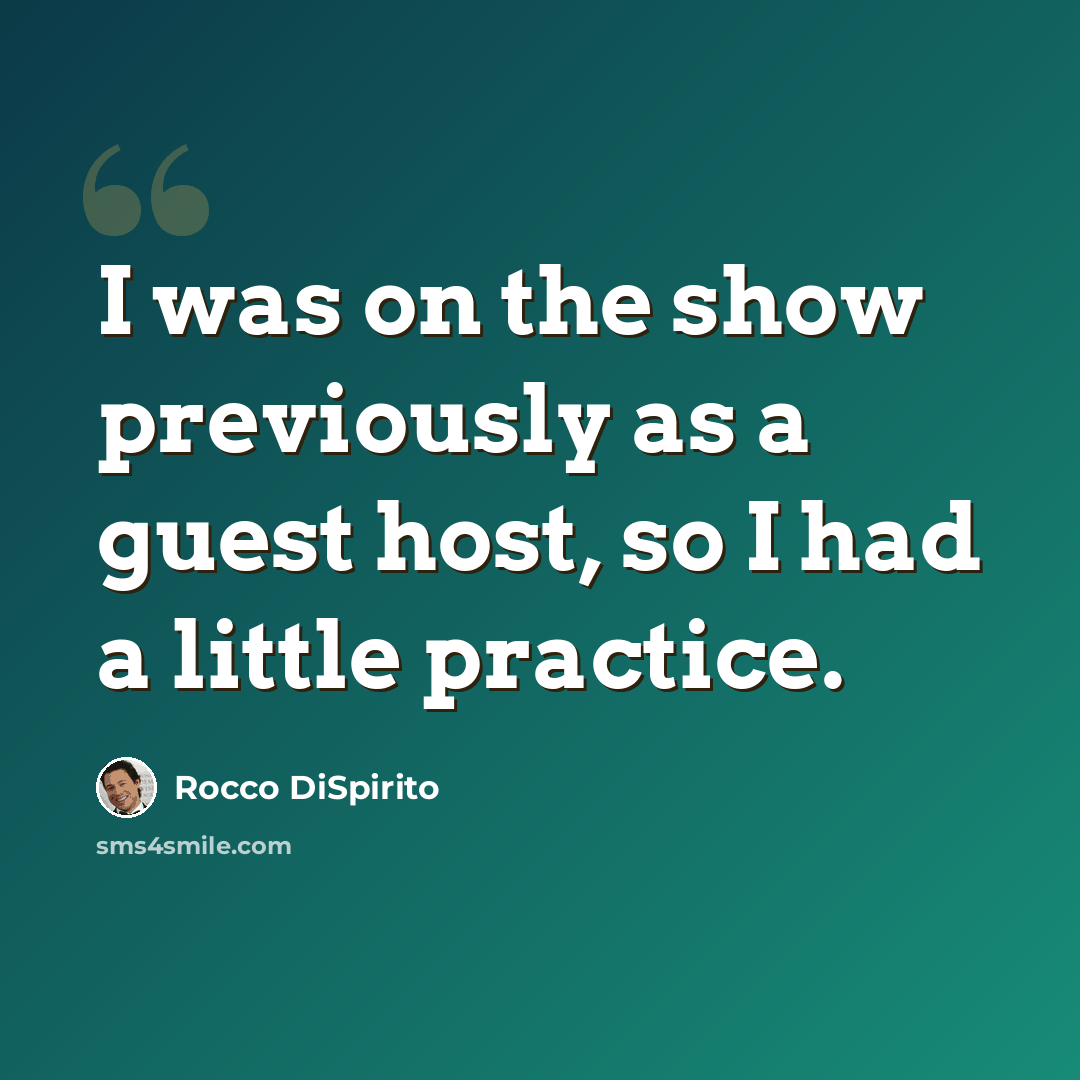 “I was on the show previously as a guest host, so I had a little practice.” quote by Rocco DiSpirito