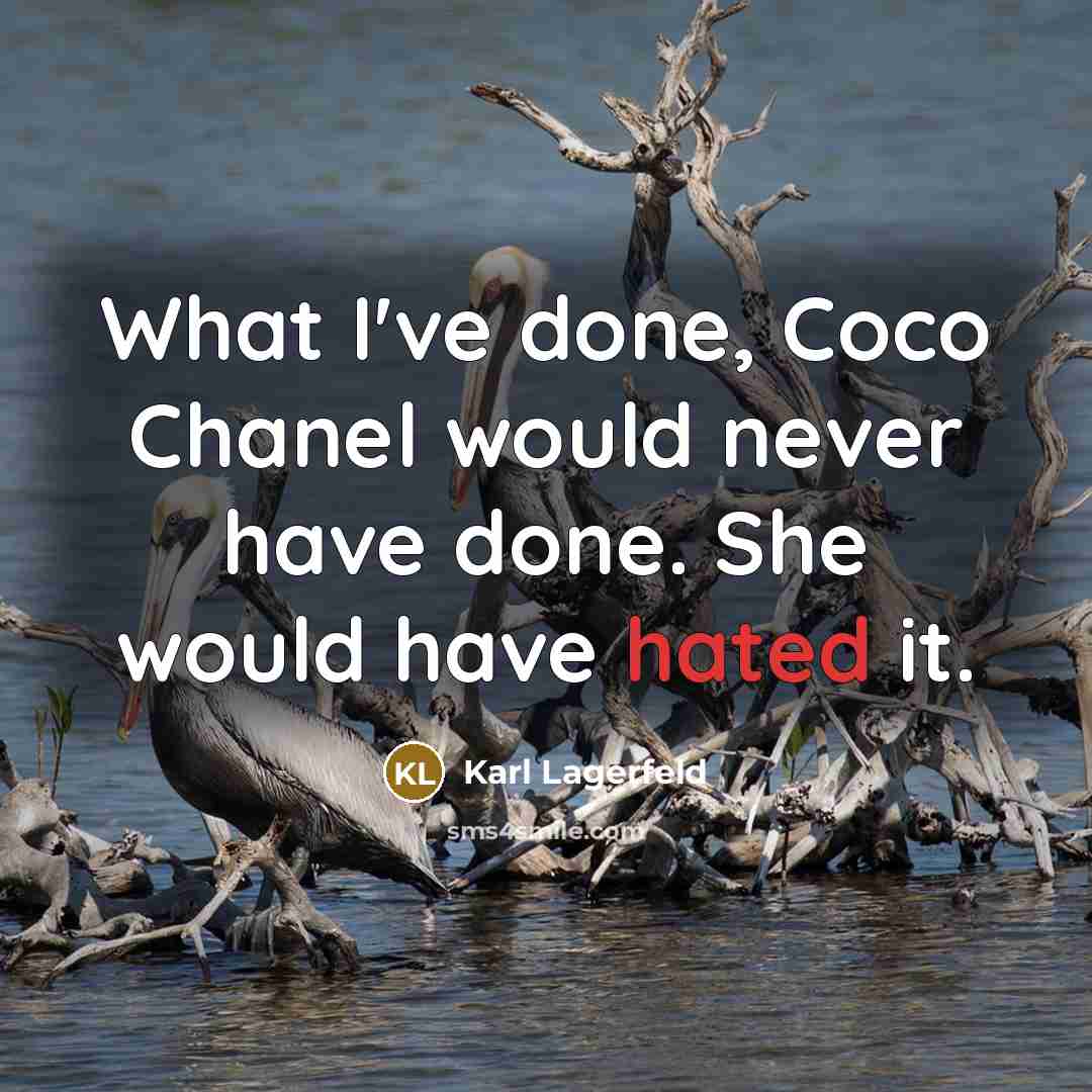 “What I've done, Coco Chanel would never have done. She would have hated it.” quote by Karl Lagerfeld