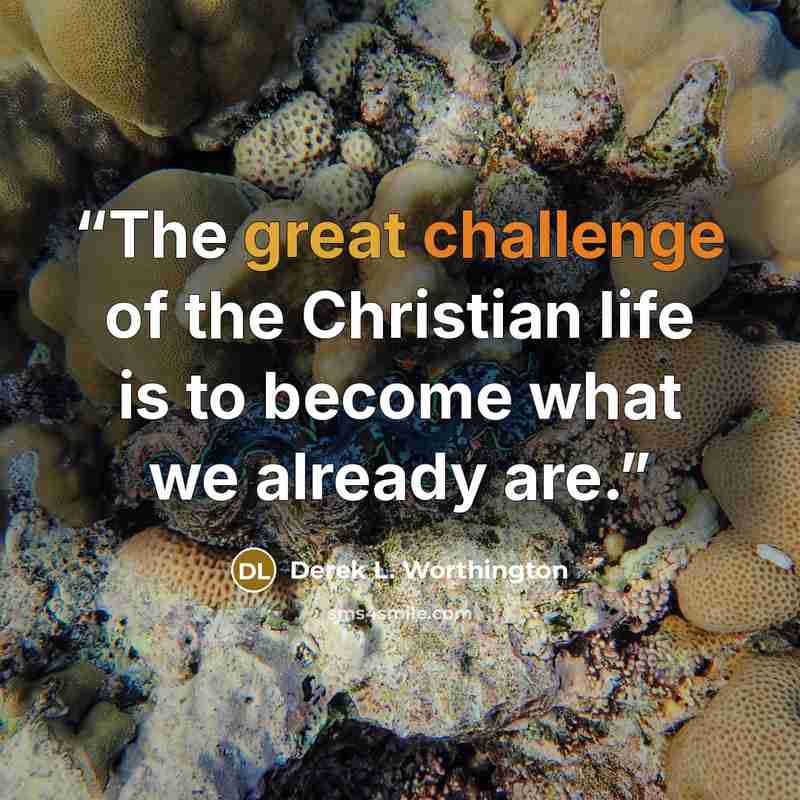 “The great challenge of the Christian life is to become what we already are.” quote by Derek L. Worthington