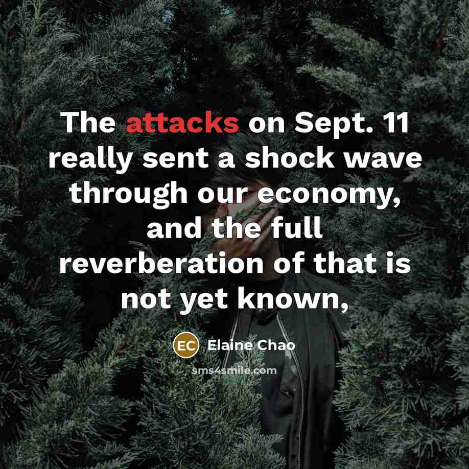 “The attacks on Sept. 11 really sent a shock wave through our economy, and the full reverberation of that is not yet known,” quote by Elaine Chao