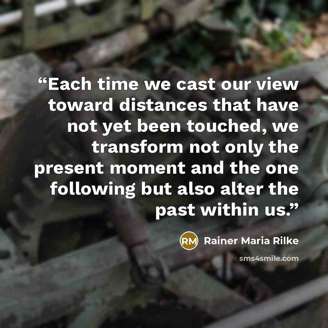 “Each time we cast our view toward distances that have not yet been touched, we transform not only the present moment and the one following but also alter the past within us.” quote by Rainer Maria Rilke