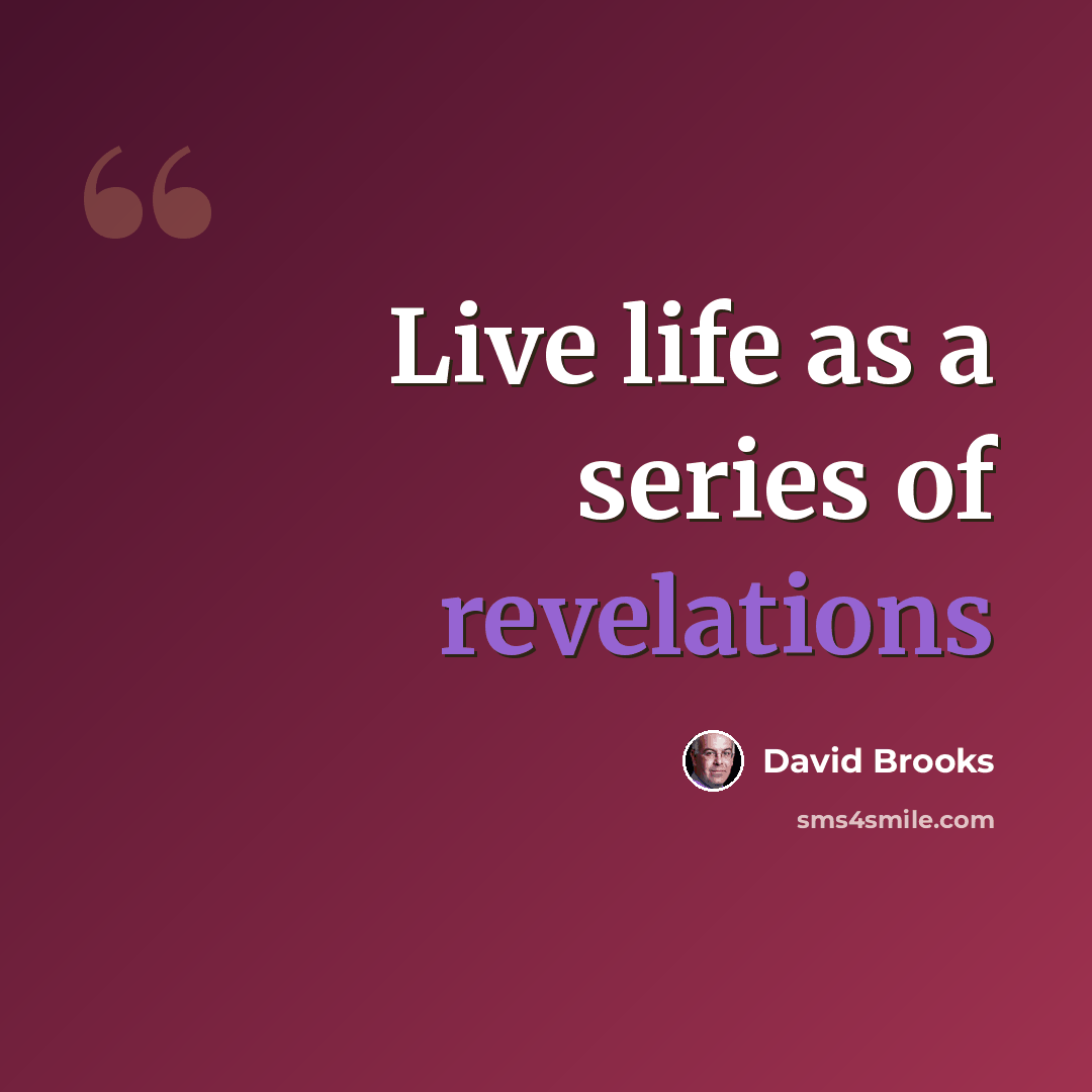 “Live life as a series of revelations” quote by David Brooks
