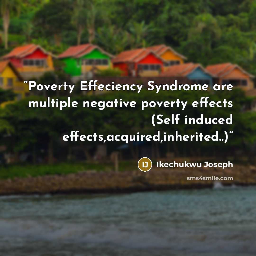 “Poverty Effeciency Syndrome are multiple negative poverty effects (Self induced effects,acquired,inherited..)” quote by Ikechukwu Joseph