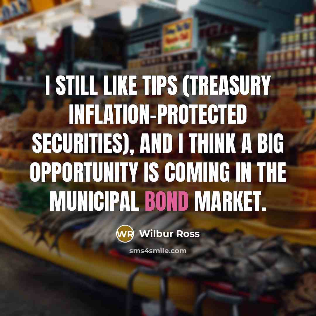 “I still like TIPS (Treasury inflation-protected securities), and I think a big opportunity is coming in the municipal bond market.” quote by Wilbur Ross