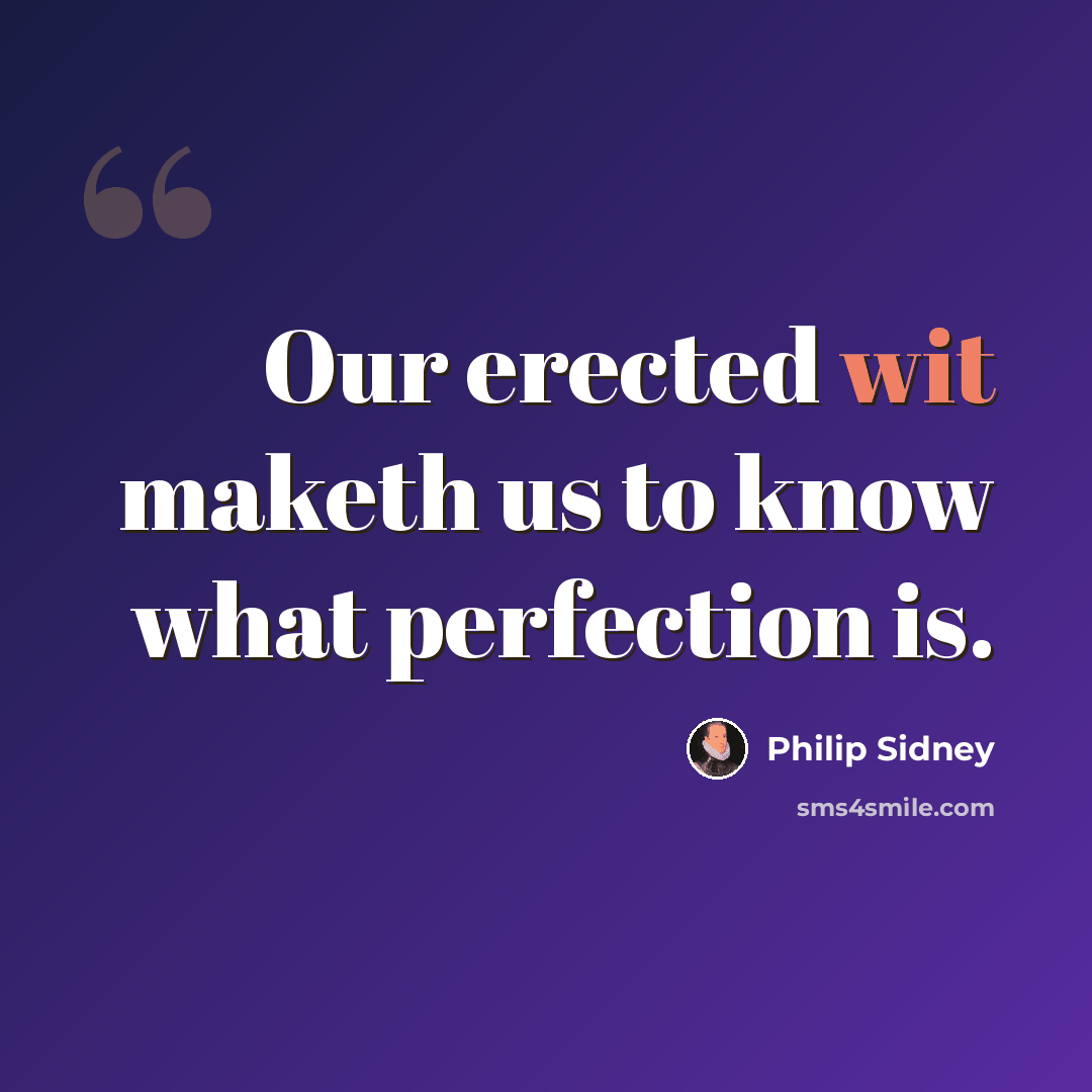 “Our erected wit maketh us to know what perfection is.” quote by Philip Sidney