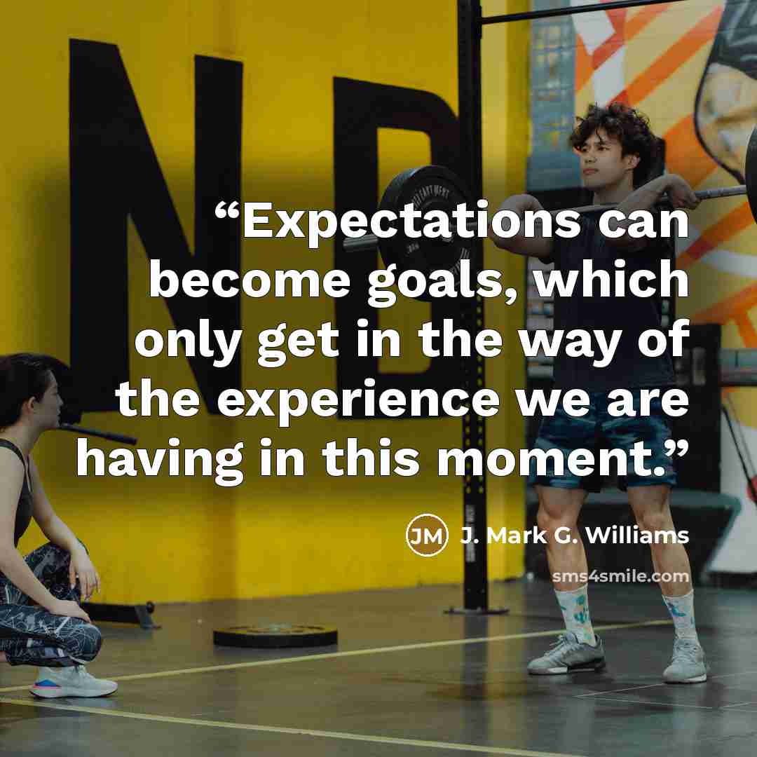 “Expecta­tions can become goals, which only get in the way of the experience we are having in this moment.” quote by J. Mark G. Williams