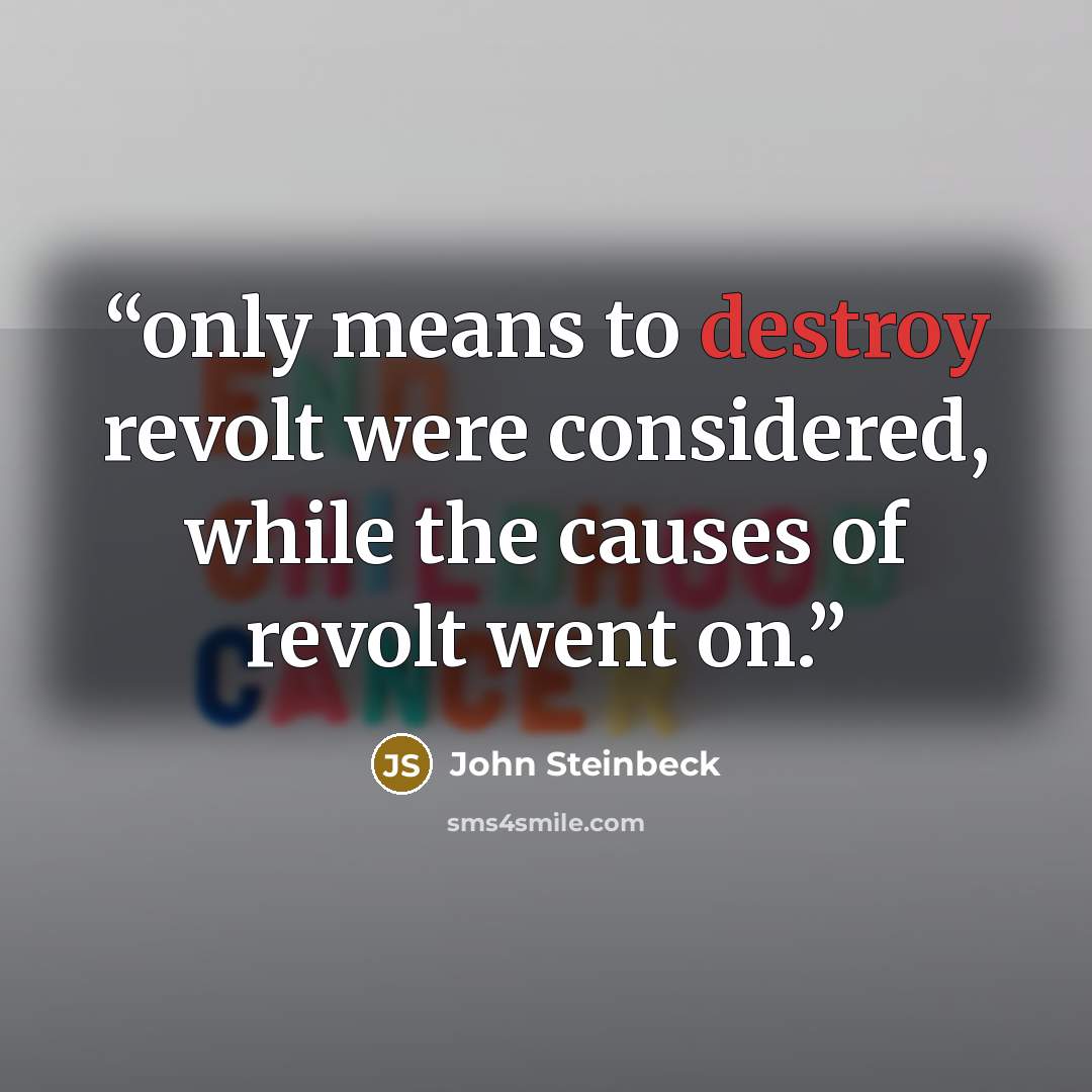 “only means to destroy revolt were considered, while the causes of revolt went on.” quote by John Steinbeck