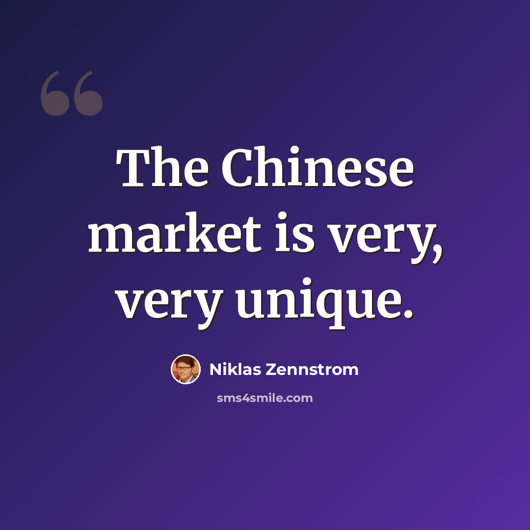 “The Chinese market is very, very unique.” quote by Niklas Zennstrom
