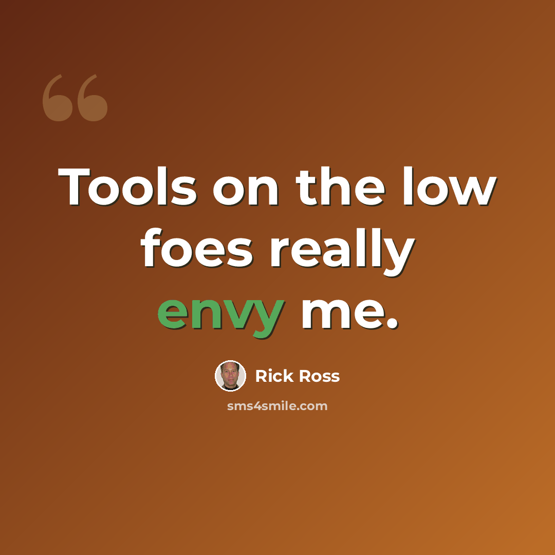 “Tools on the low foes really envy me.” quote by Rick Ross