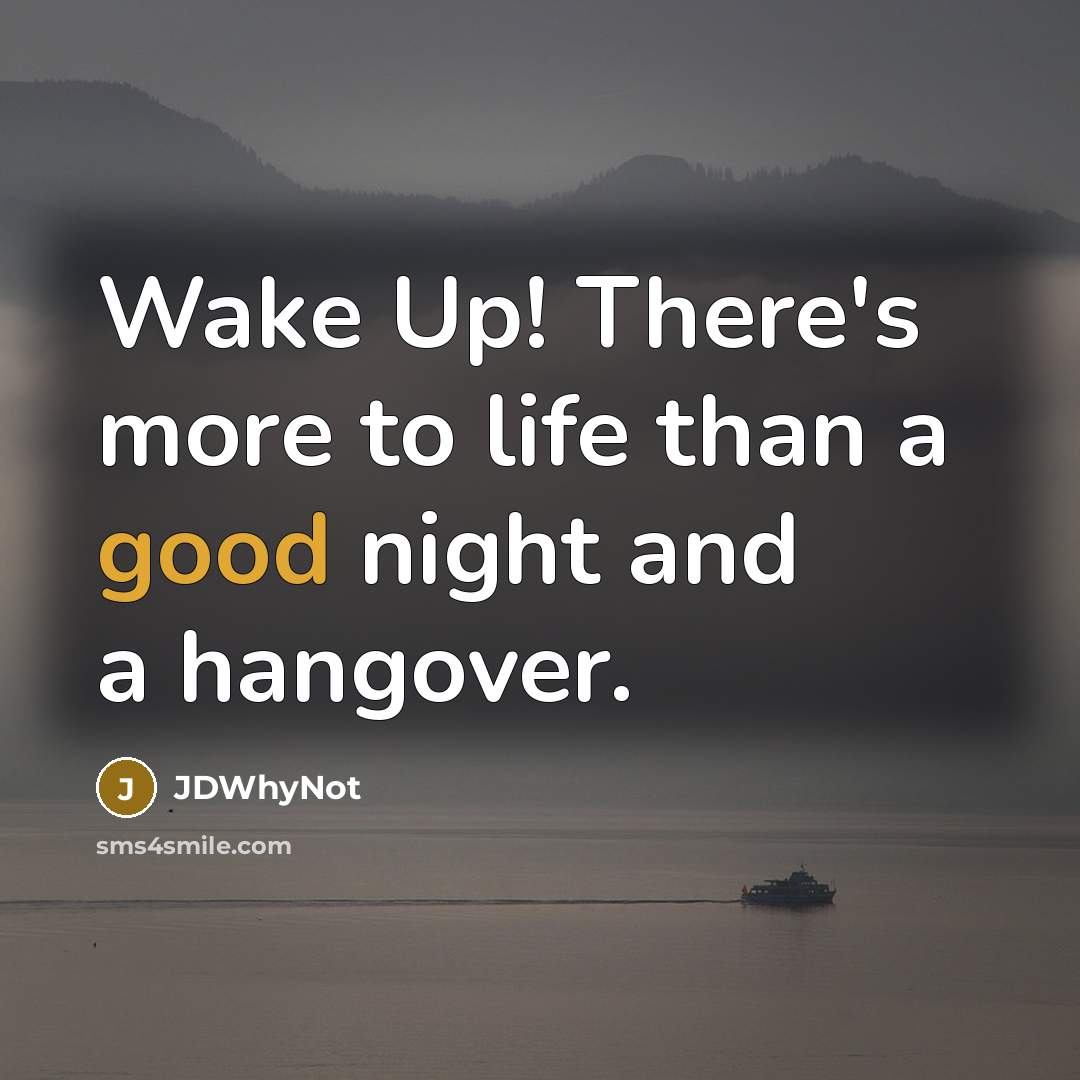 “Wake Up! There's more to life than a good night and a hangover.” quote by JDWhyNot