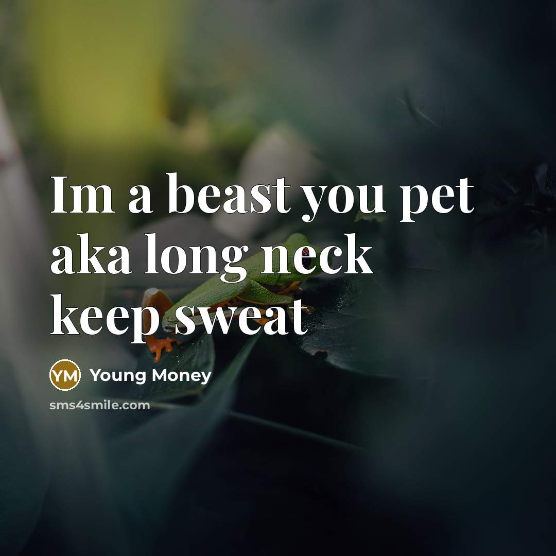 “Im a beast you pet aka long neck keep sweat” quote by Young Money