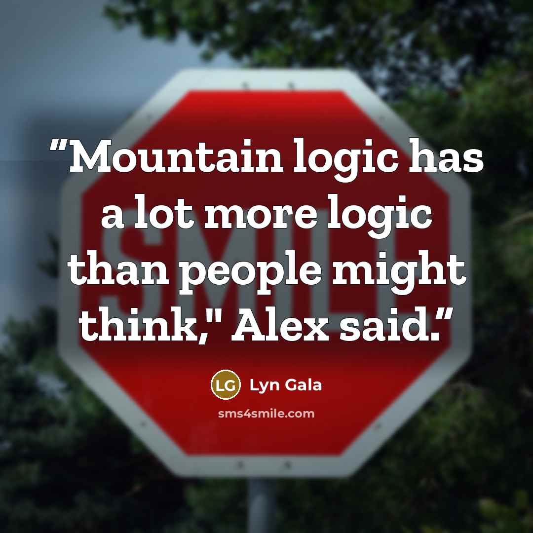 “Mountain logic has a lot more logic than people might think," Alex said.” quote by lyn gala