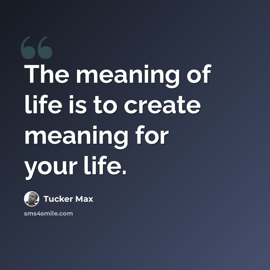 “The meaning of life is to create meaning for your life.” quote by Tucker Max