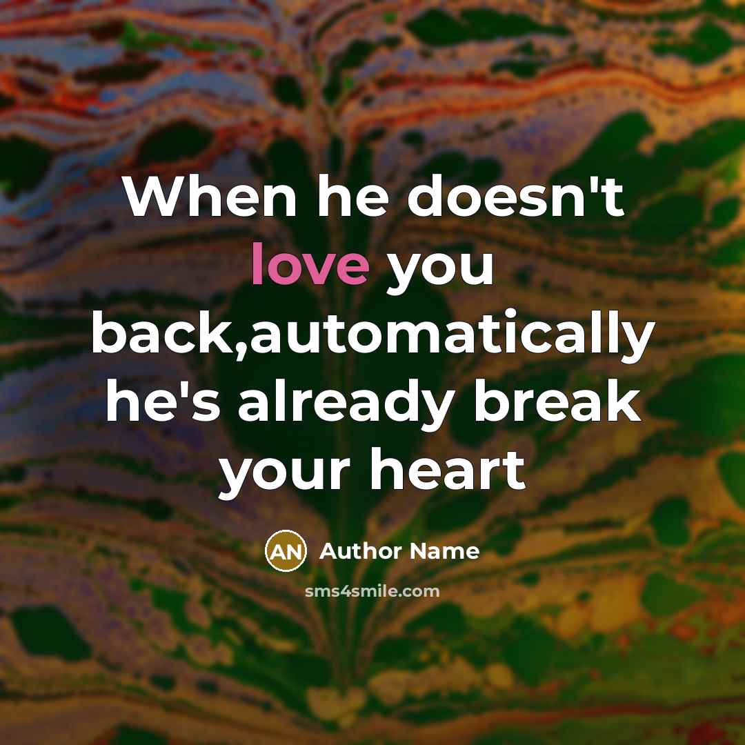 “When he doesn't love you back,automatically he's already break your heart” quote by Author Name