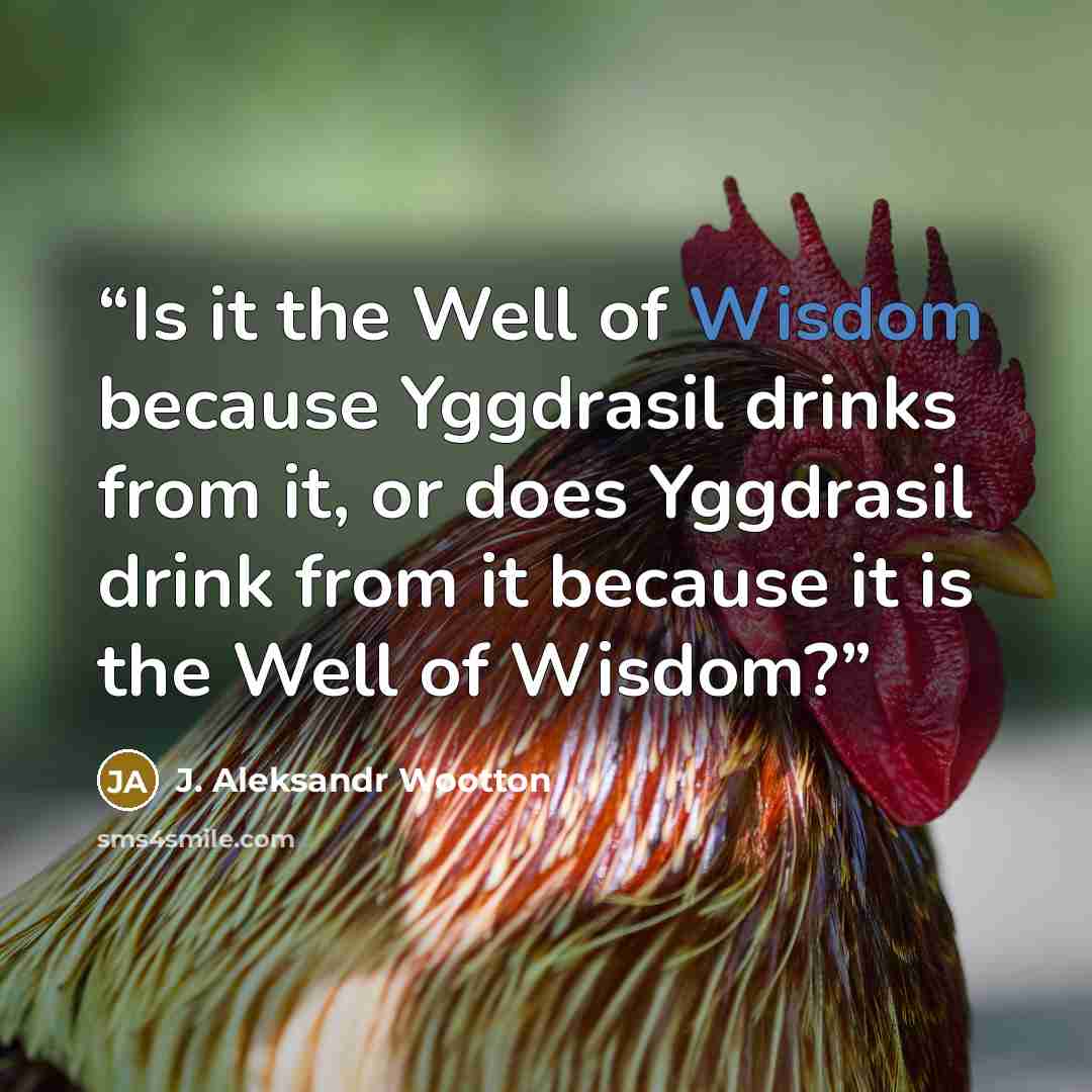 “Is it the Well of Wisdom because Yggdrasil drinks from it, or does Yggdrasil drink from it because it is the Well of Wisdom?” quote by J. Aleksandr Wootton