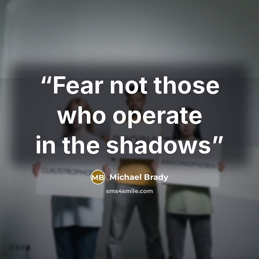“Fear not those who operate in the shadows” quote by Michael Brady
