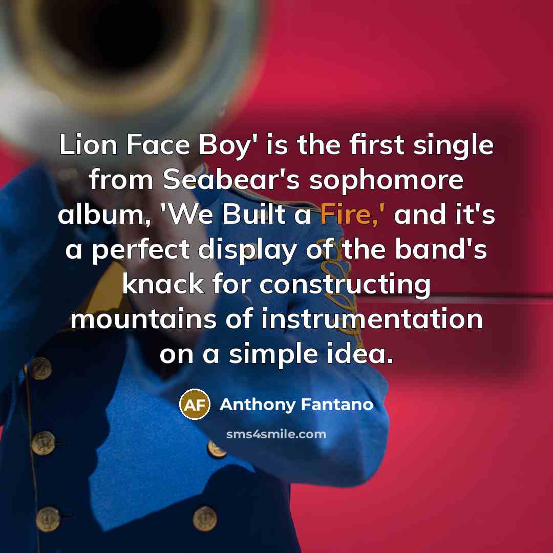“Lion Face Boy' is the first single from Seabear's sophomore album, 'We Built a Fire,' and it's a perfect display of the band's knack for constructing mountains of instrumentation on a simple idea.” quote by Anthony Fantano