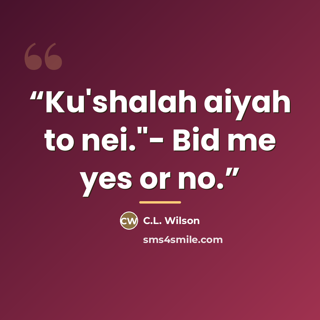 “Ku'shalah aiyah to nei."- Bid me yes or no.” quote by C.L. Wilson