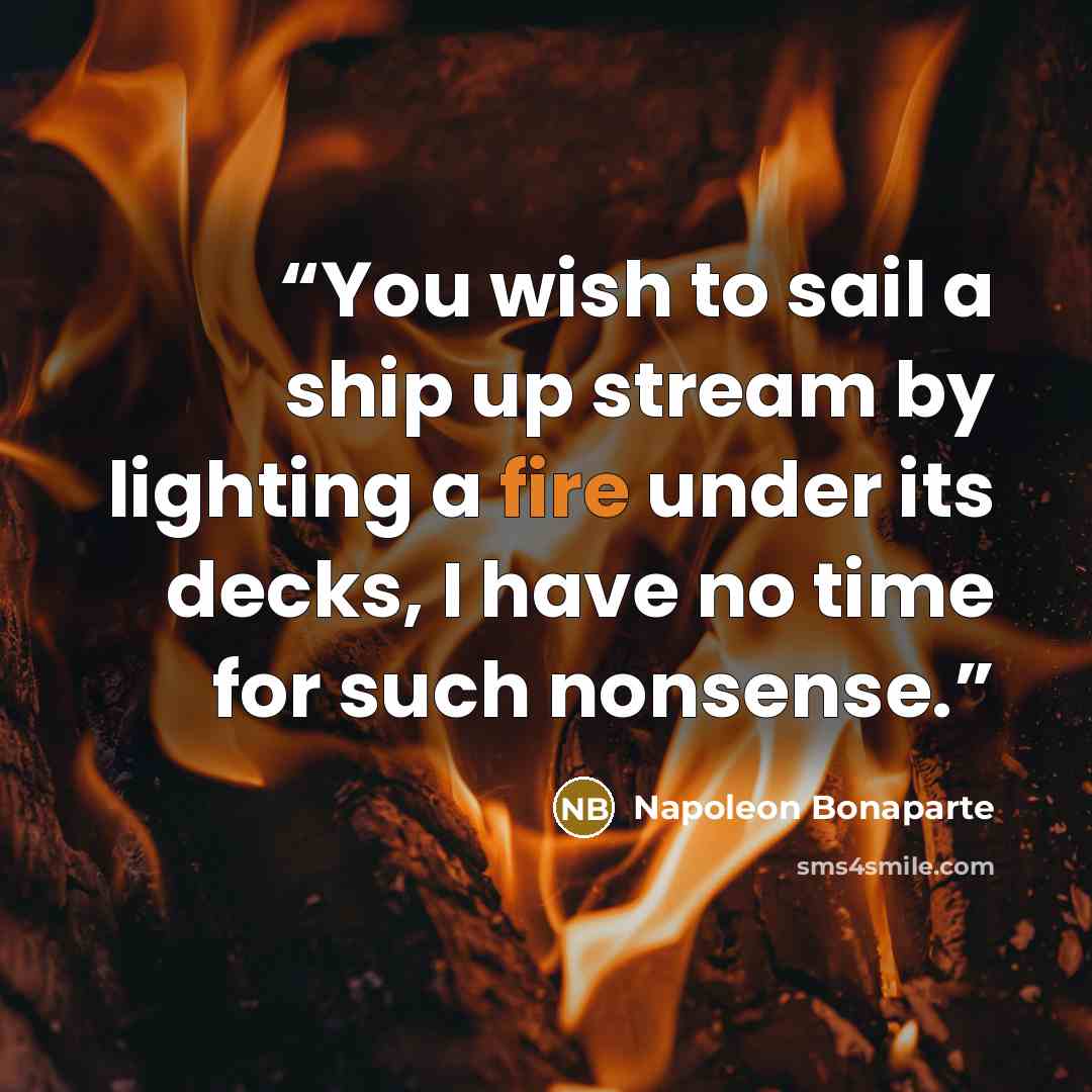 “You wish to sail a ship up stream by lighting a fire under its decks, I have no time for such nonsense.” quote by Napoleon Bonaparte