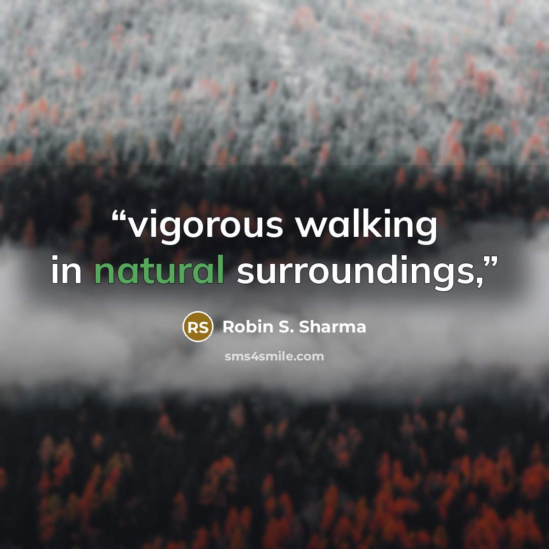 “vigorous walking in natural surroundings,” quote by Robin S. Sharma