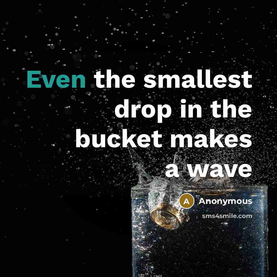 “Even the smallest drop in the bucket makes a wave” quote by Anonymous