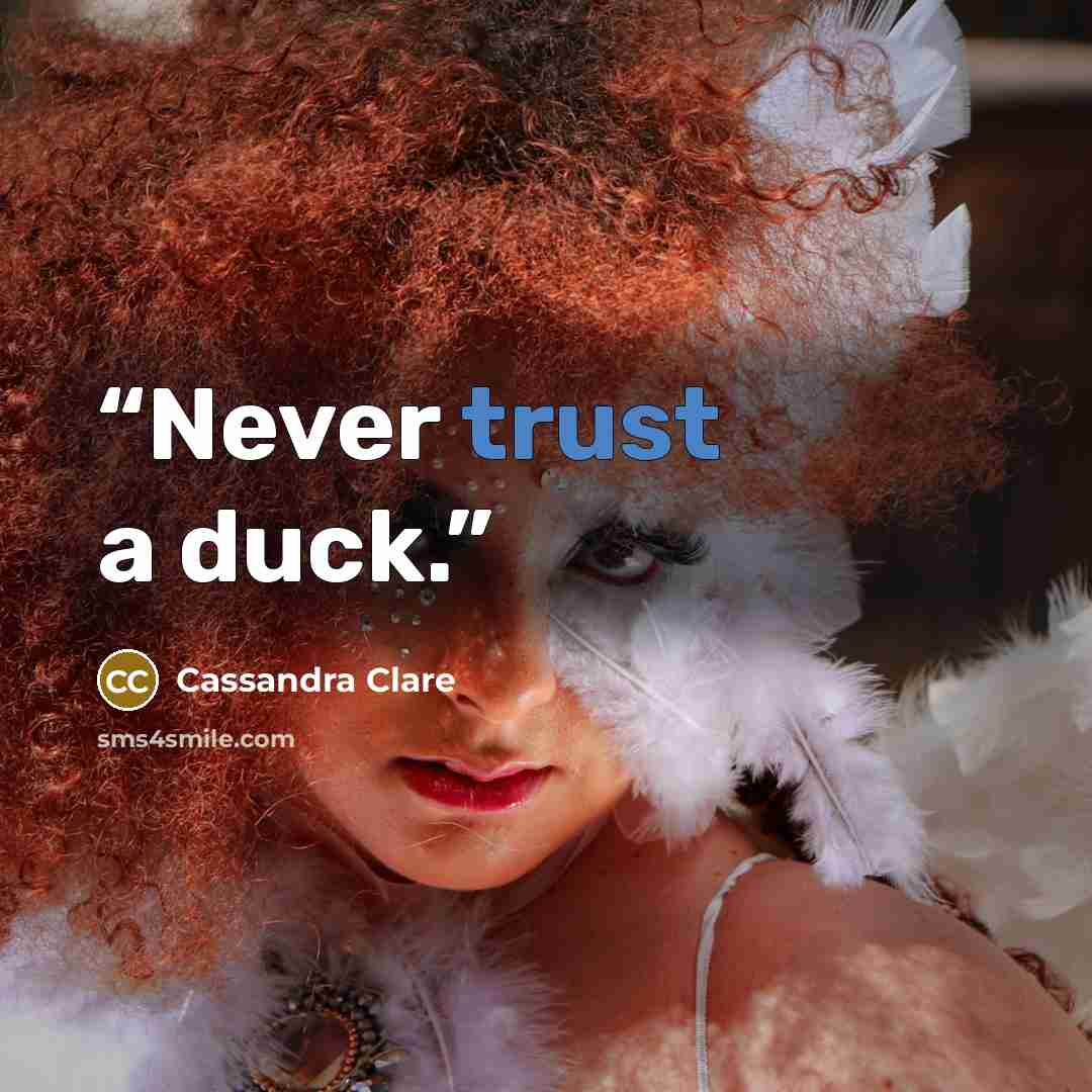 “Never trust a duck.” quote by Cassandra Clare