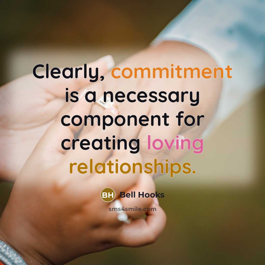 “Clearly, commitment is a necessary component for creating loving relationships.” quote by Bell Hooks