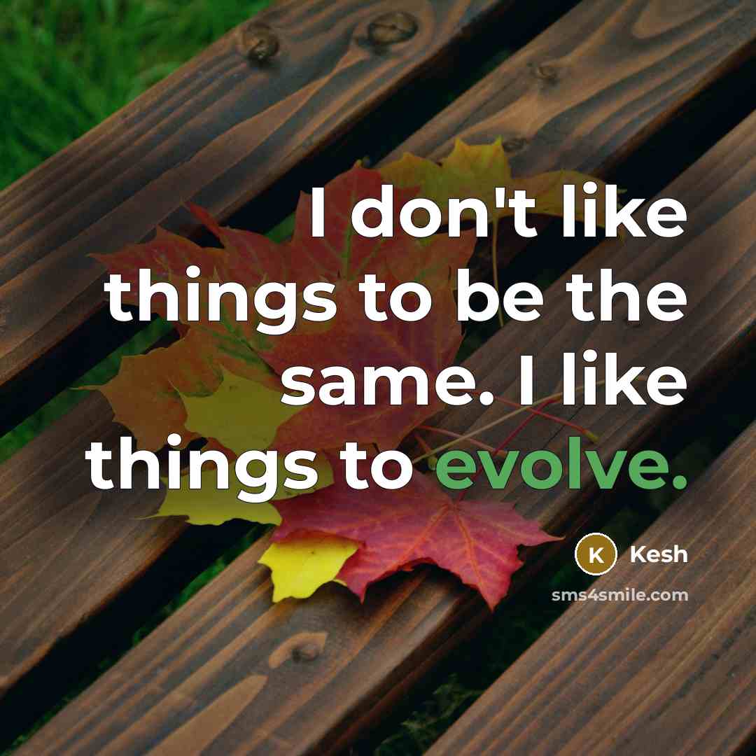 “I don't like things to be the same. I like things to evolve.” quote by Kesh