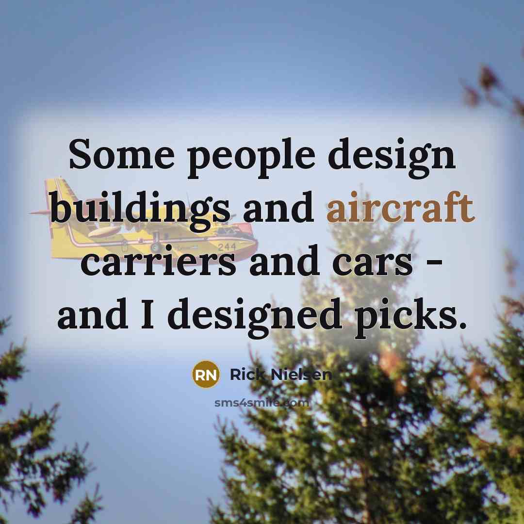 “Some people design buildings and aircraft carriers and cars - and I designed picks.” quote by Rick Nielsen