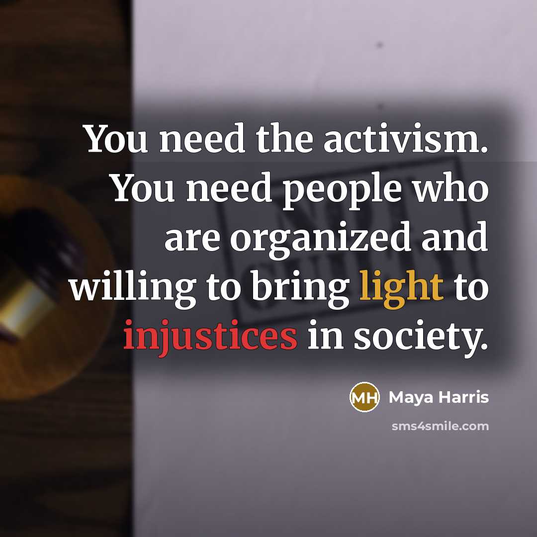 “You need the activism. You need people who are organized and willing to bring light to injustices in society.” quote by Maya Harris