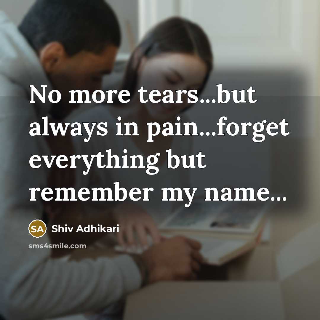 “No more tears...but always in pain...forget everything but remember my name...” quote by Shiv Adhikari