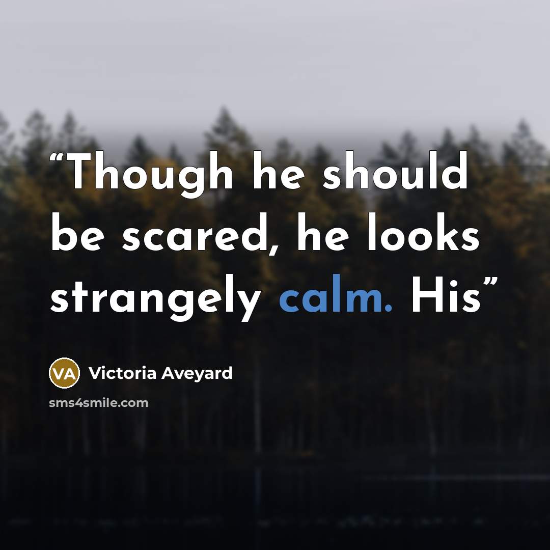 “Though he should be scared, he looks strangely calm. His” quote by Victoria Aveyard