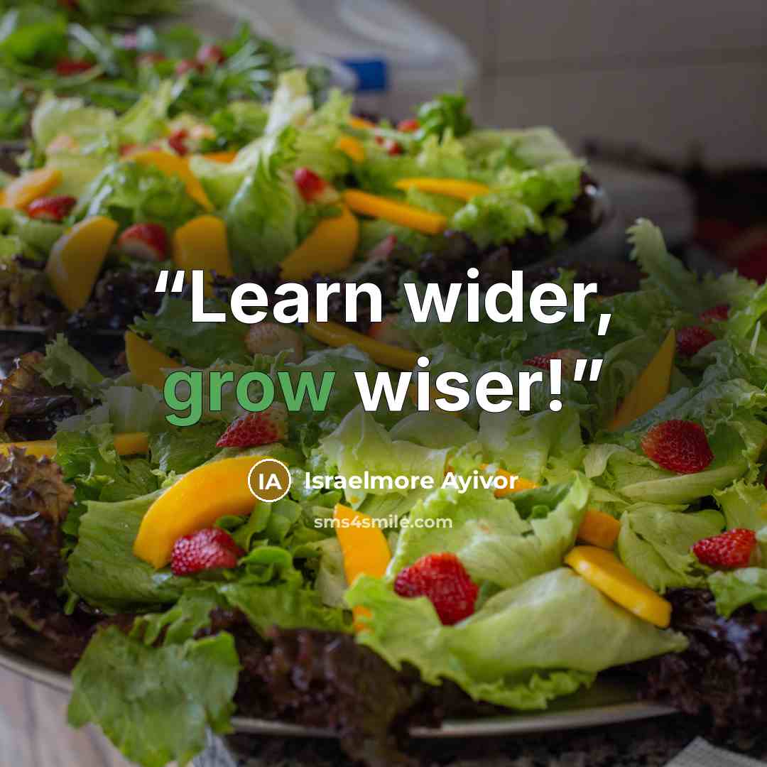 “Learn wider, grow wiser!” quote by Israelmore Ayivor