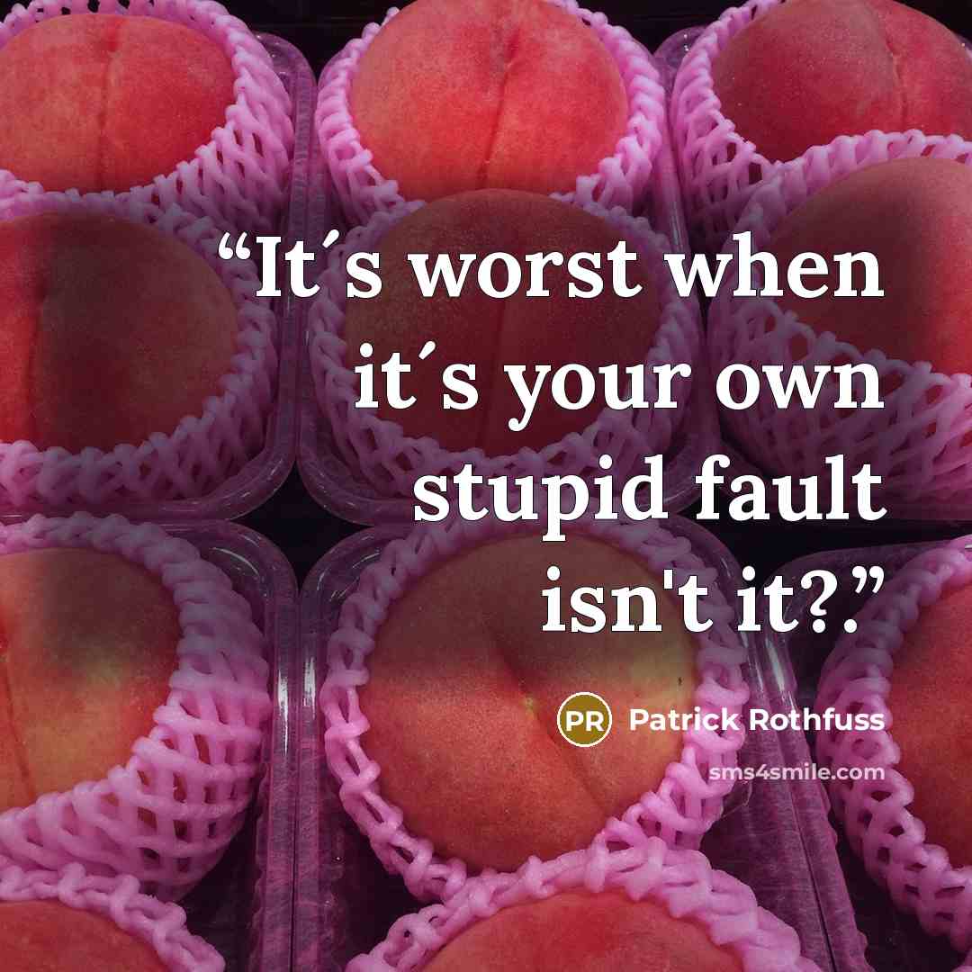 “It´s worst when it´s your own stupid fault isn't it?.” quote by Patrick Rothfuss