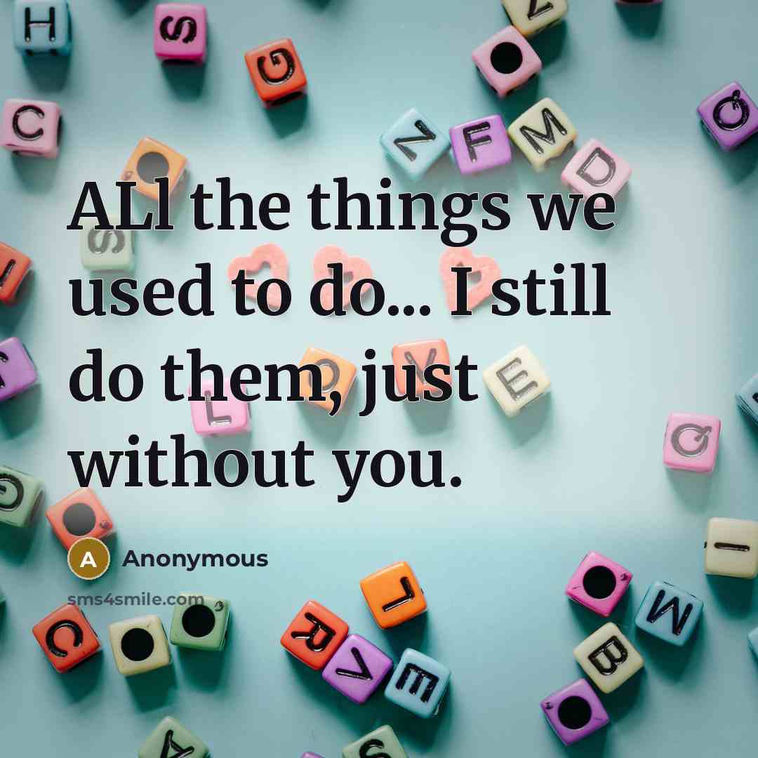 “ALl the things we used to do... I still do them, just without you.” quote by Anonymous