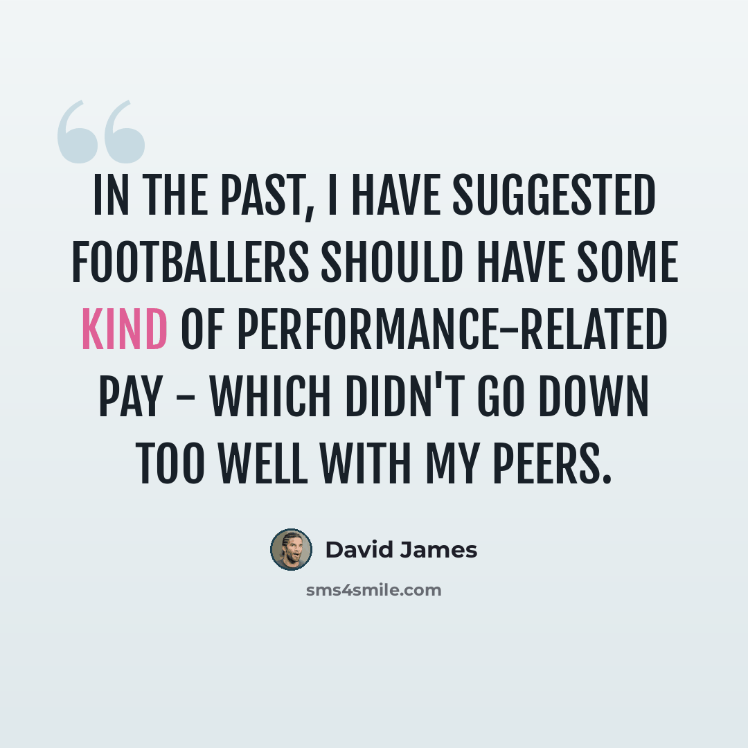“In the past, I have suggested footballers should have some kind of performance-related pay - which didn't go down too well with my peers.” quote by David James