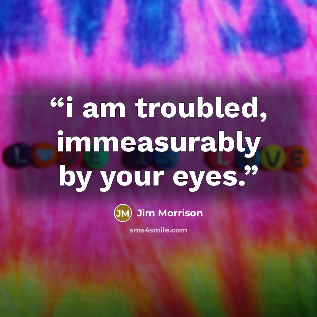 “i am troubled, immeasurably by your eyes.” quote by Jim Morrison