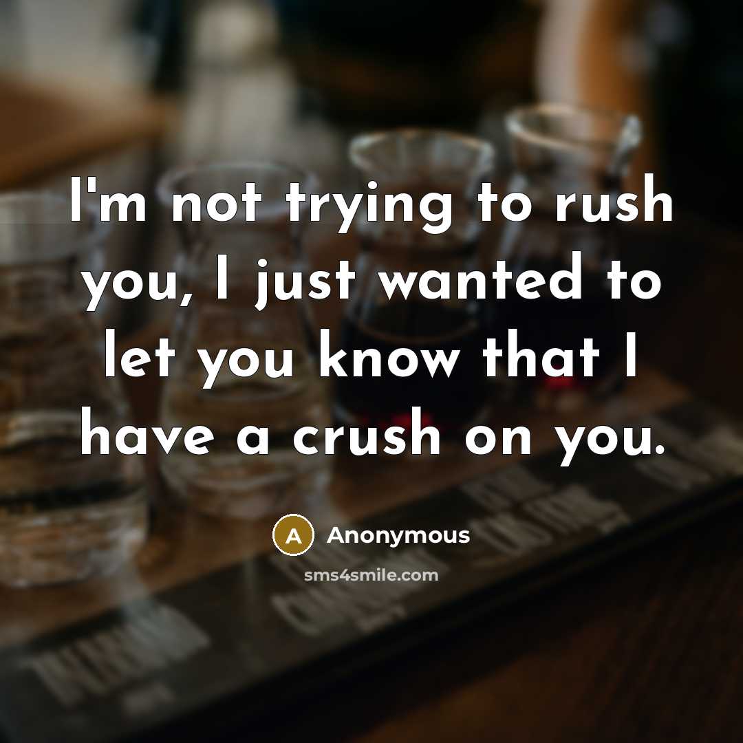 “I'm not trying to rush you, I just wanted to let you know that I have a crush on you.” quote by Anonymous