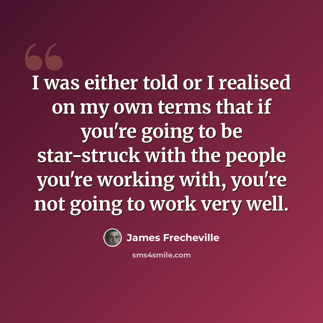“I was either told or I realised on my own terms that if you're going to be star-struck with the people you're working with, you're not going to work very well.” quote by James Frecheville