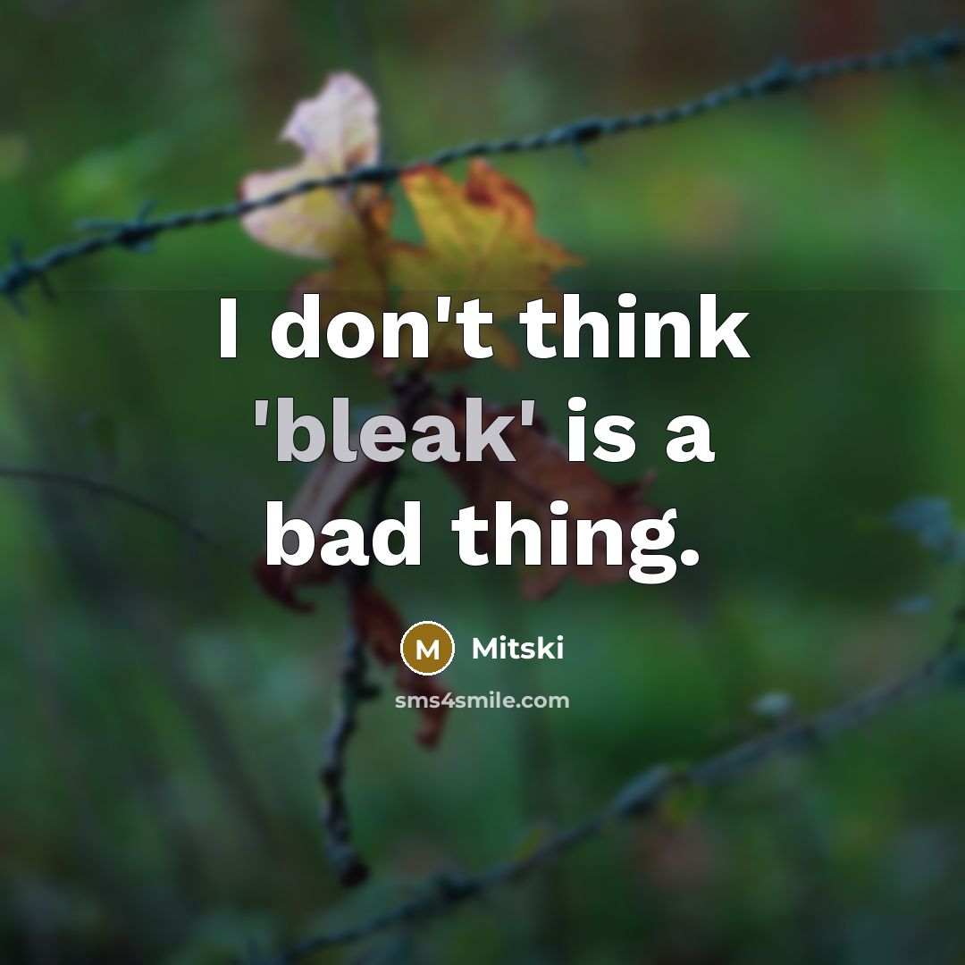 “I don't think 'bleak' is a bad thing.” quote by Mitski