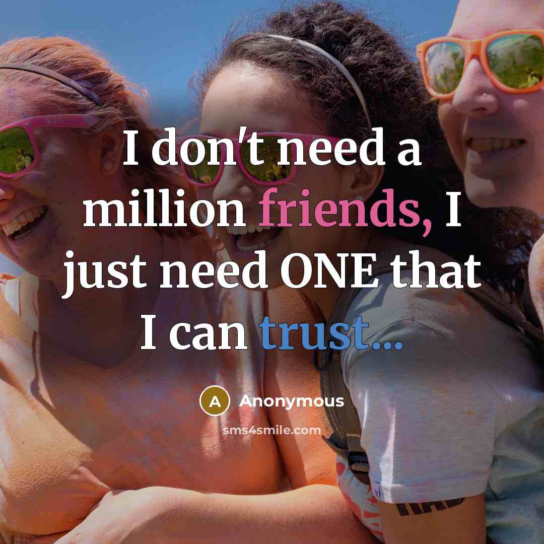 “I don't need a million friends, I just need ONE that I can trust...” quote by Anonymous