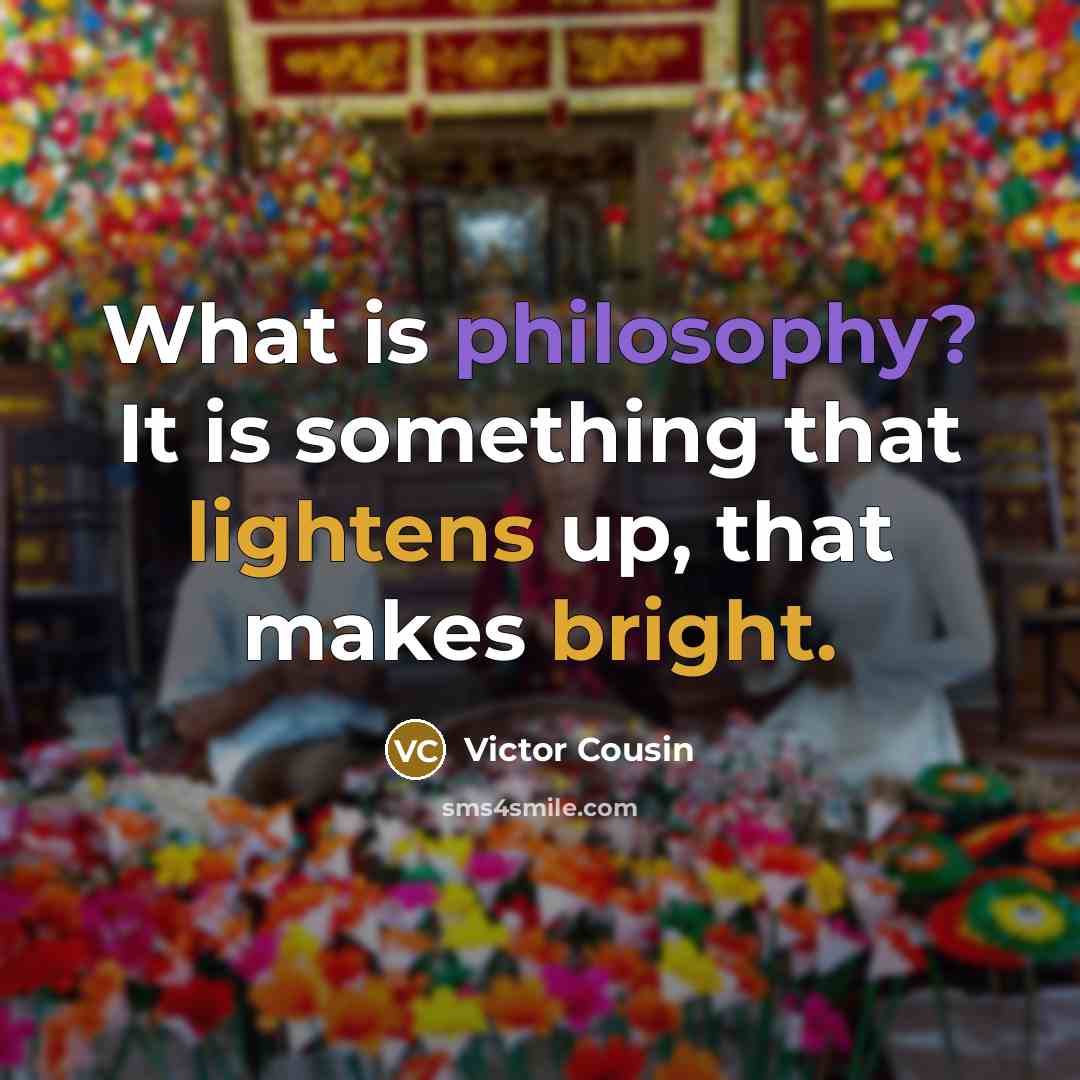 “What is philosophy? It is something that lightens up, that makes bright.” quote by Victor Cousin