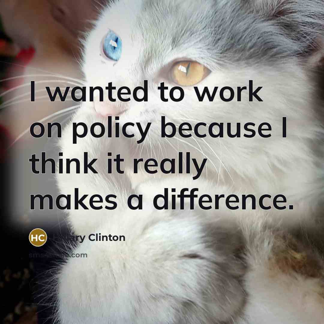 “I wanted to work on policy because I think it really makes a difference.” quote by Hillary Clinton
