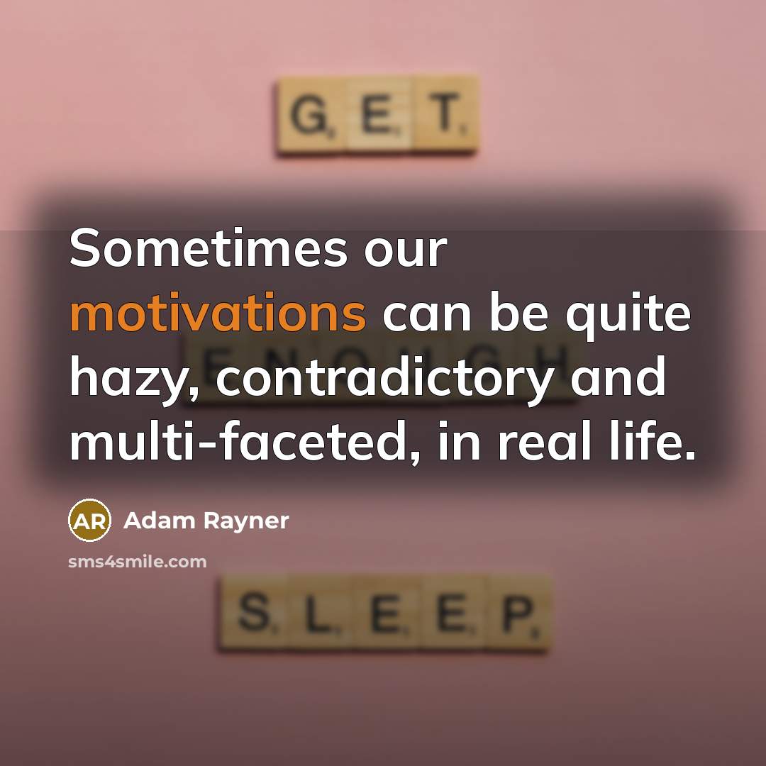 “Sometimes our motivations can be quite hazy, contradictory and multi-faceted, in real life.” quote by Adam Rayner