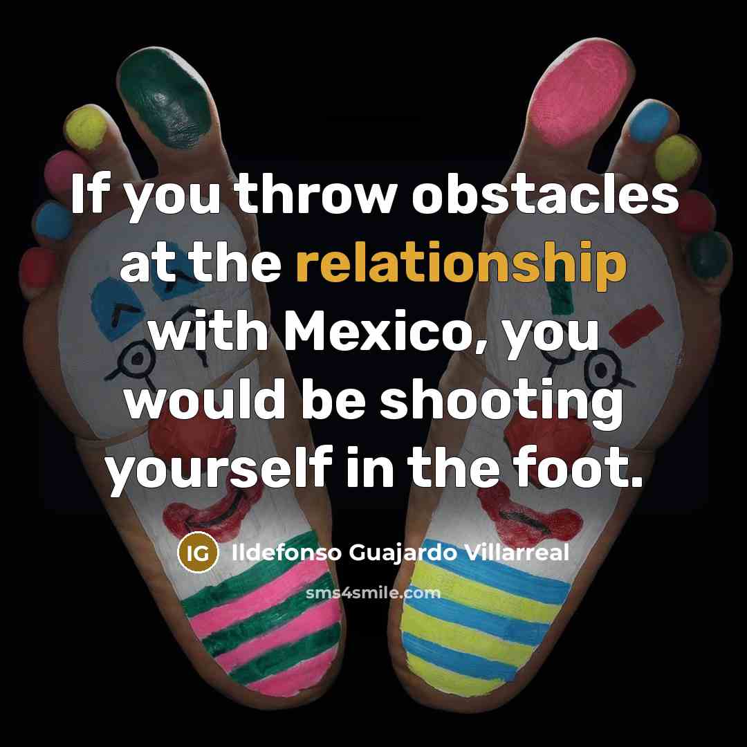 “If you throw obstacles at the relationship with Mexico, you would be shooting yourself in the foot.” quote by Ildefonso Guajardo Villarreal