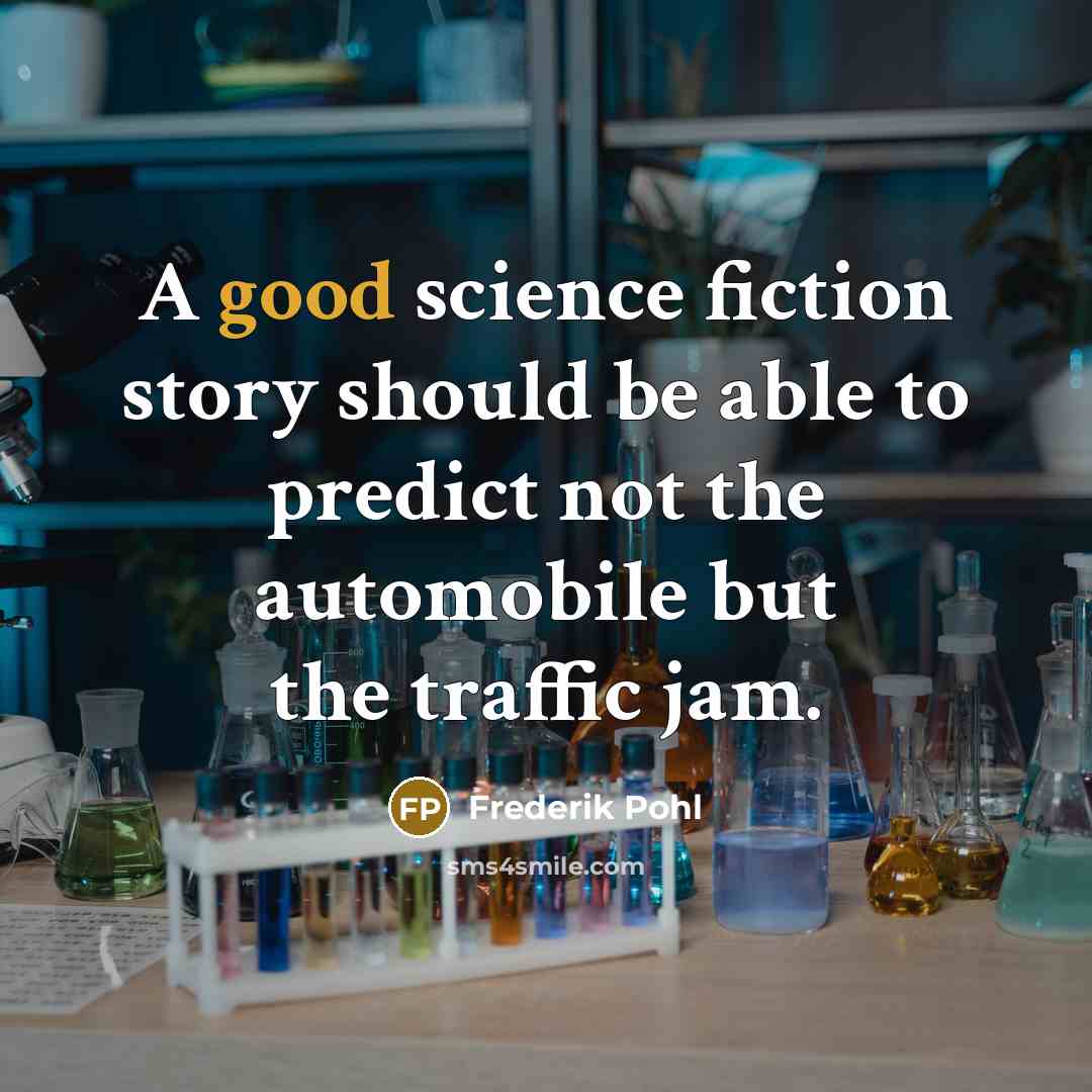 “A good science fiction story should be able to predict not the automobile but the traffic jam.” quote by Frederik Pohl