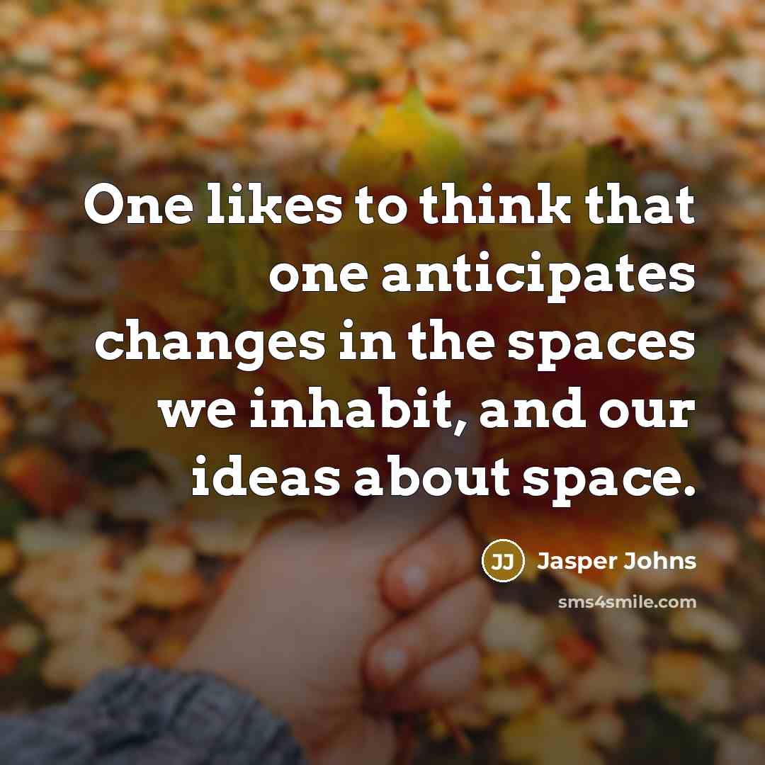 “One likes to think that one anticipates changes in the spaces we inhabit, and our ideas about space.” quote by Jasper Johns